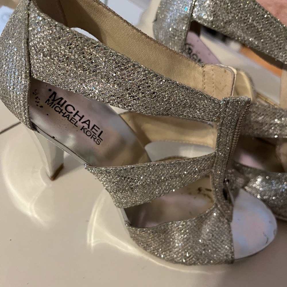 Michael Kors Silver Heels - size 8
